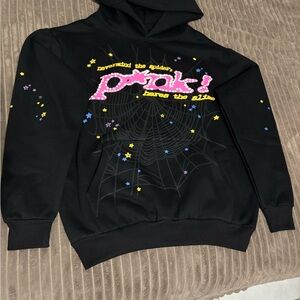 Spider hoodie black and pink